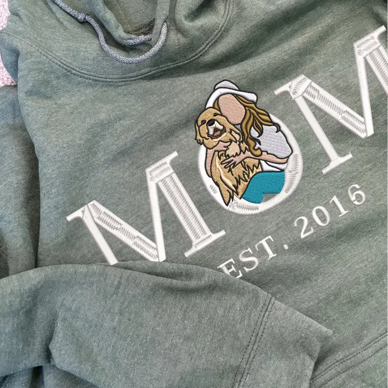 Customised Mom/Mum Embroidered Sweatshirt Personalised Mama Portrait Mother's Day