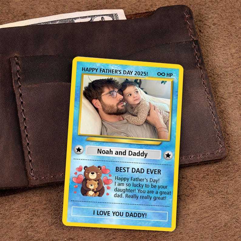 Custom Photo Pokemon Card, Pokemon Father's Day Card, Gifts For Dad, Best Dad Ever Wallet Card