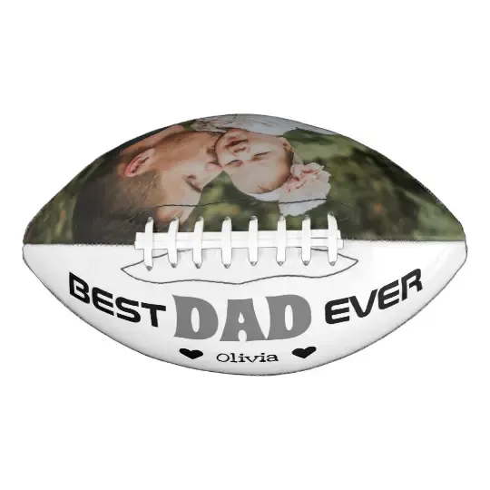 Personalized Best Dad Ever Custom Photo Name Football Father's Day Football Gifts