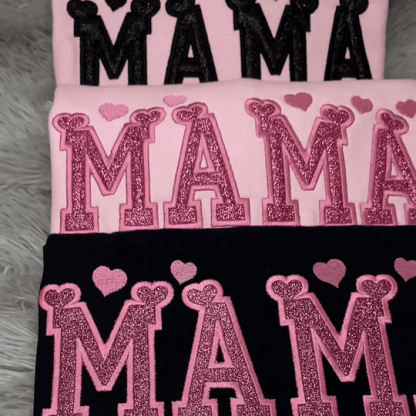 Custom Hearts Glitter Embroidered Nickname Applique Sweatshirt