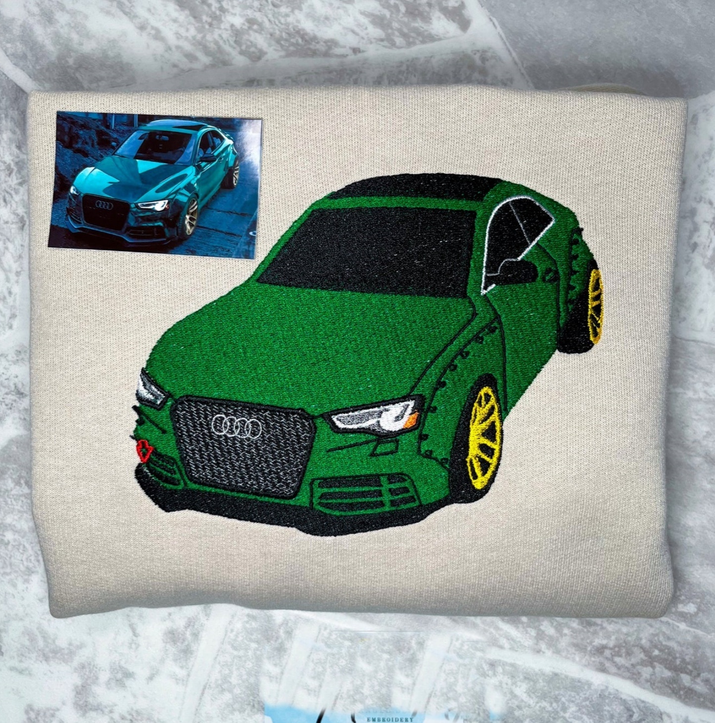 CHEST Custom Car Crewneck & Hoodie – Personalized Car Portraits for Couples