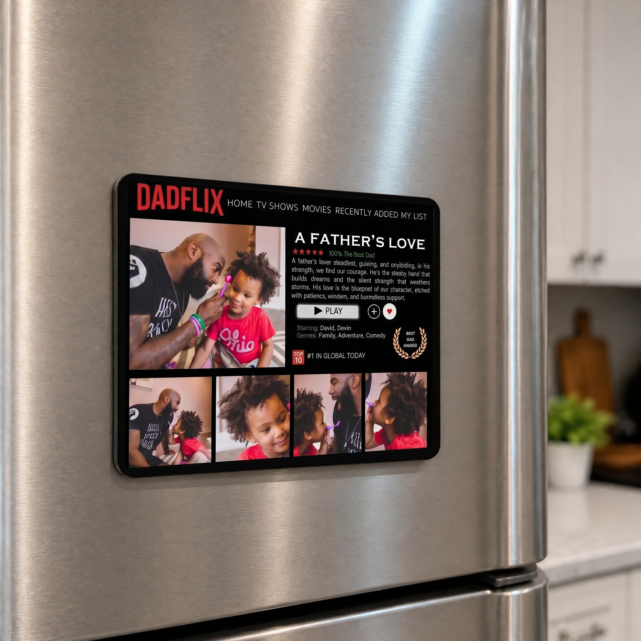 Custom Dadflix A Father's Love Fridge Magnet: Personalized Father's Day Gift