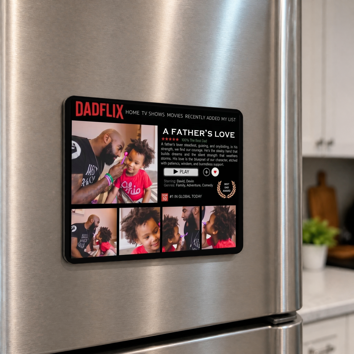 Custom Dadflix A Father's Love Fridge Magnet: Personalized Father's Day Gift
