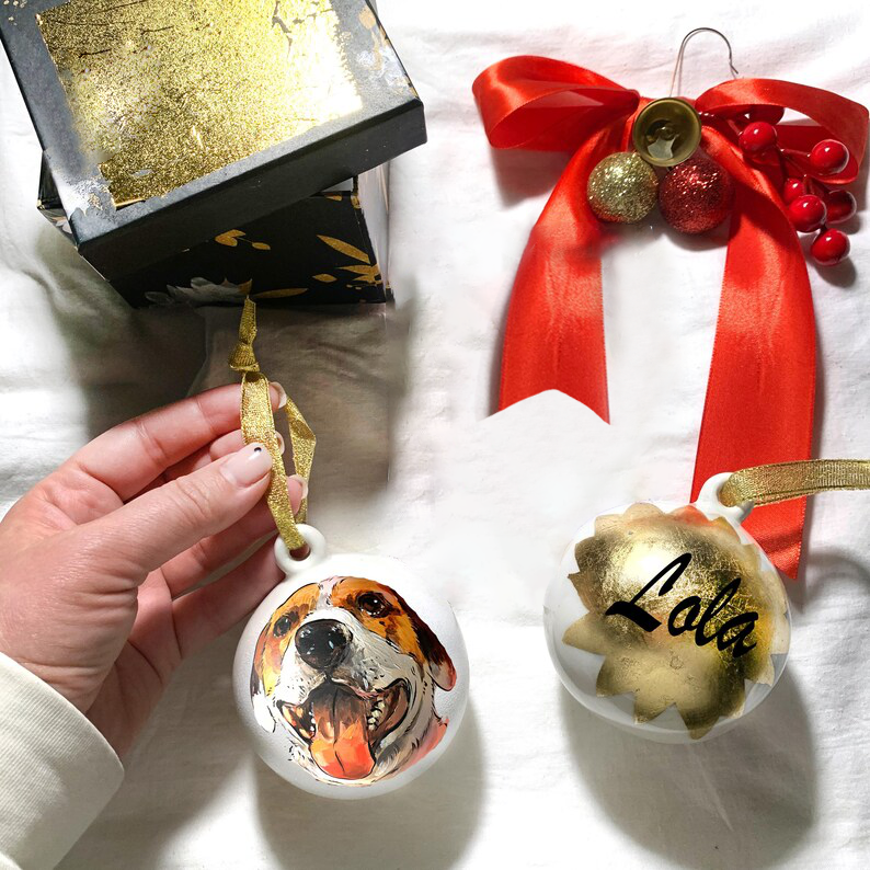 Personalized Christmas Pet Pirtrait Ornament