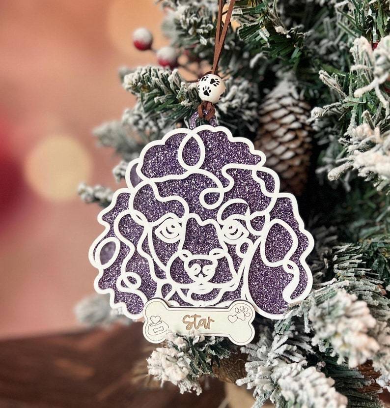 Personalized Line Drawing Pet Portrait Christmas Ornament