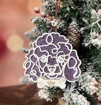 Personalized Line Drawing Pet Portrait Christmas Ornament