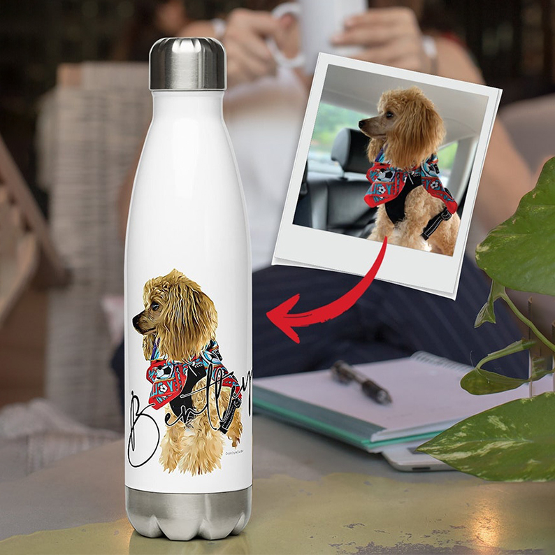 Custom Pet Portrait Water Bottle