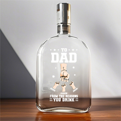 Custom TO DAD FROM THE REASON YOU DRINK Whiskey Bottle With Dad's Fist For Father's Day Gift