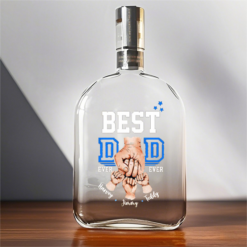 Customized Best Dad Ever Whiskey Glass With Fist And Child's Name Printed On It For Dad