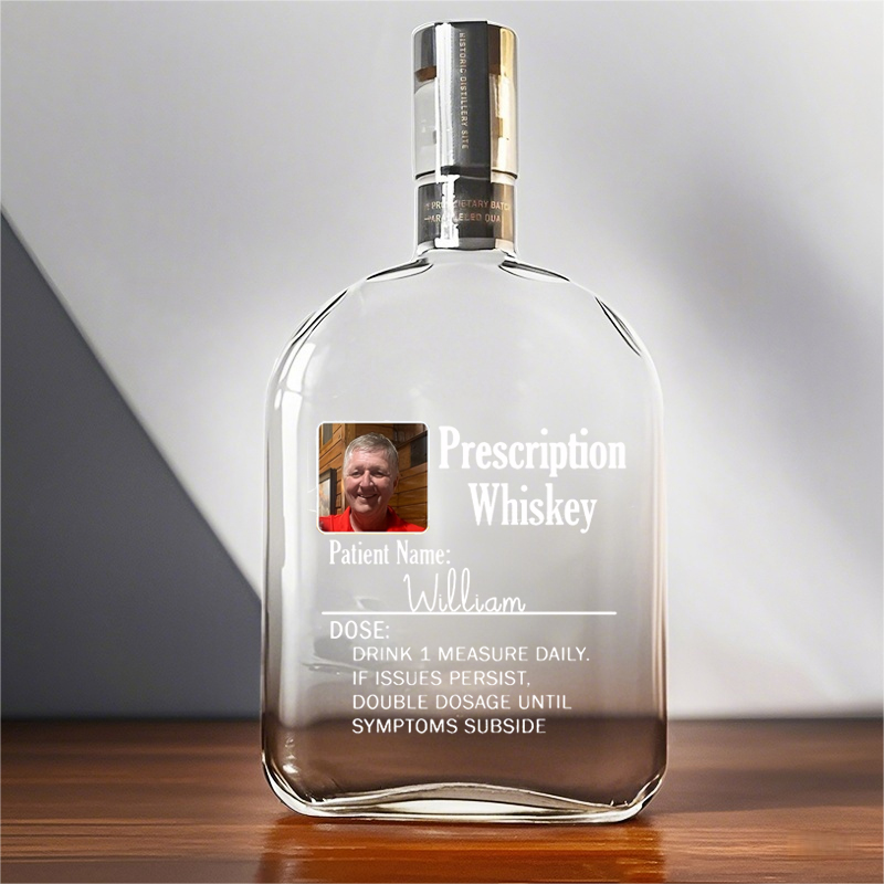 Custom Prescription Whiskey Bottle - Funny Dad' Personalized Gift with Photo & Name