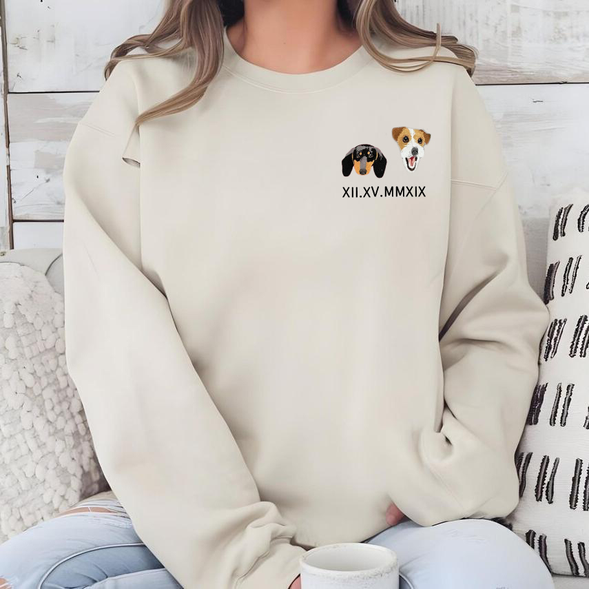 Personalized Embroidered Pet Roman Numeral Sweatshirt