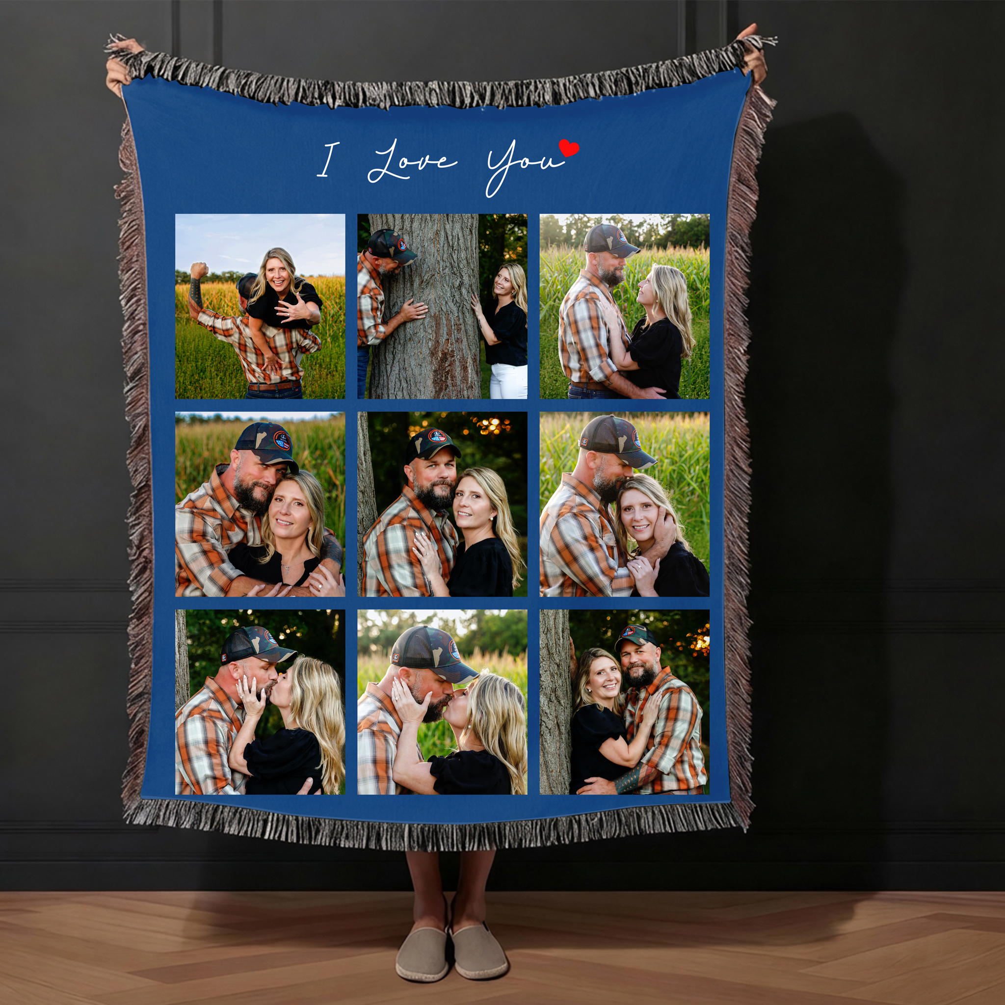 Custom Photo Tassel Blanket Gift For Couples Family