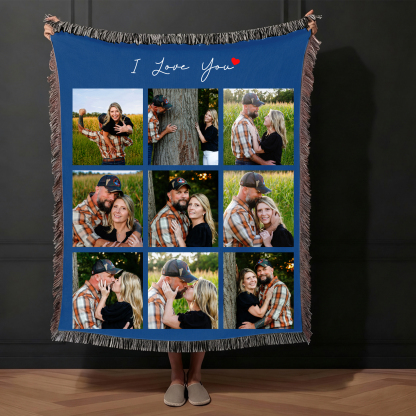 Custom Photo Tassel Blanket Gift For Couples Family
