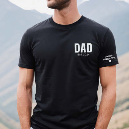 Dad's Love-Custom Dad Shirt with Kids Names On Sleeve