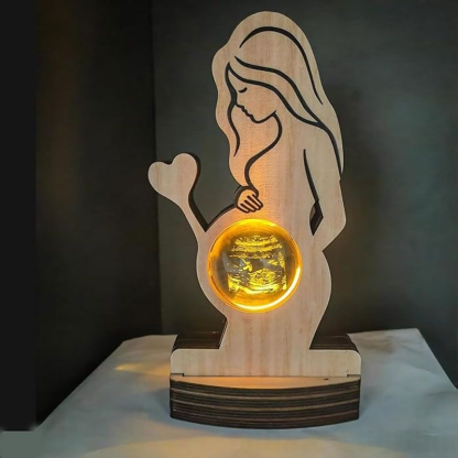 Customized Baby B-Ultrasound Photo 3d Crystal Ball Light Photo Frame Sign, Expecting Mom Gift For Pregnant Friend