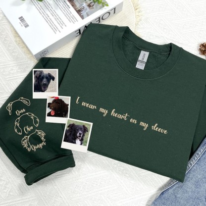I Wear My Heart On My Sleeve-Custom Embroidered Pet Ears Sweatshirt