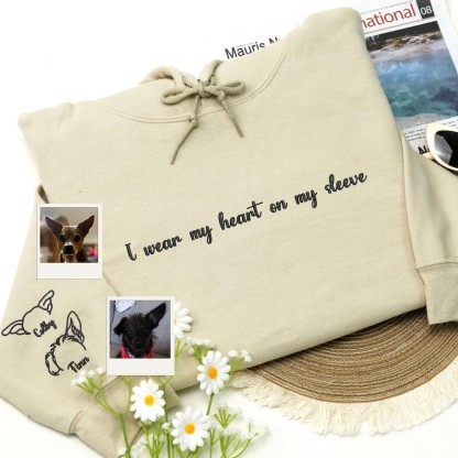 I Wear My Heart On My Sleeve-Custom Embroidered Pet Ears Sweatshirt