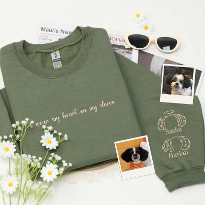 I Wear My Heart On My Sleeve-Custom Embroidered Pet Ears Sweatshirt