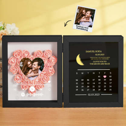 Personalized Photo Rose Flower Box Music Frame Moon Phase Calendar