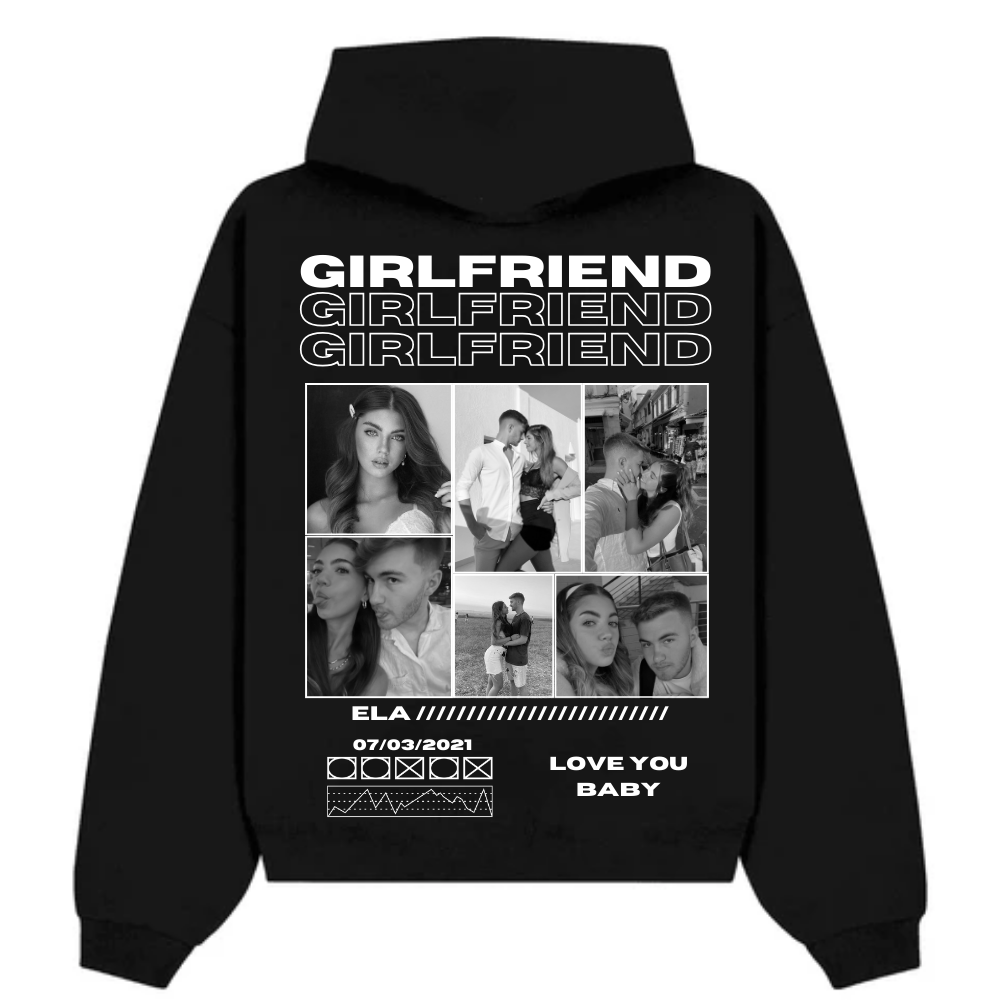 Personalized Couple's Black And White Photo Hoodies