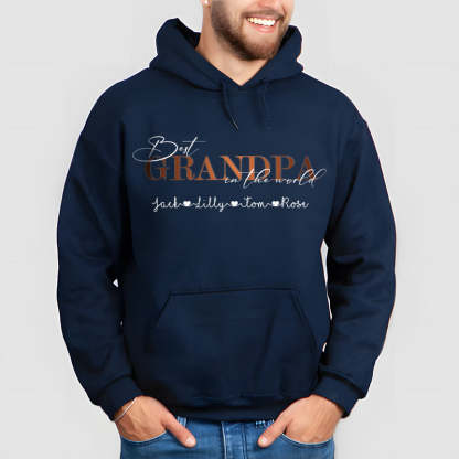 "Best Grandpa in the World" Personalized with Children's Names T-Shirt Gift, Cool Dad Sweatshirt