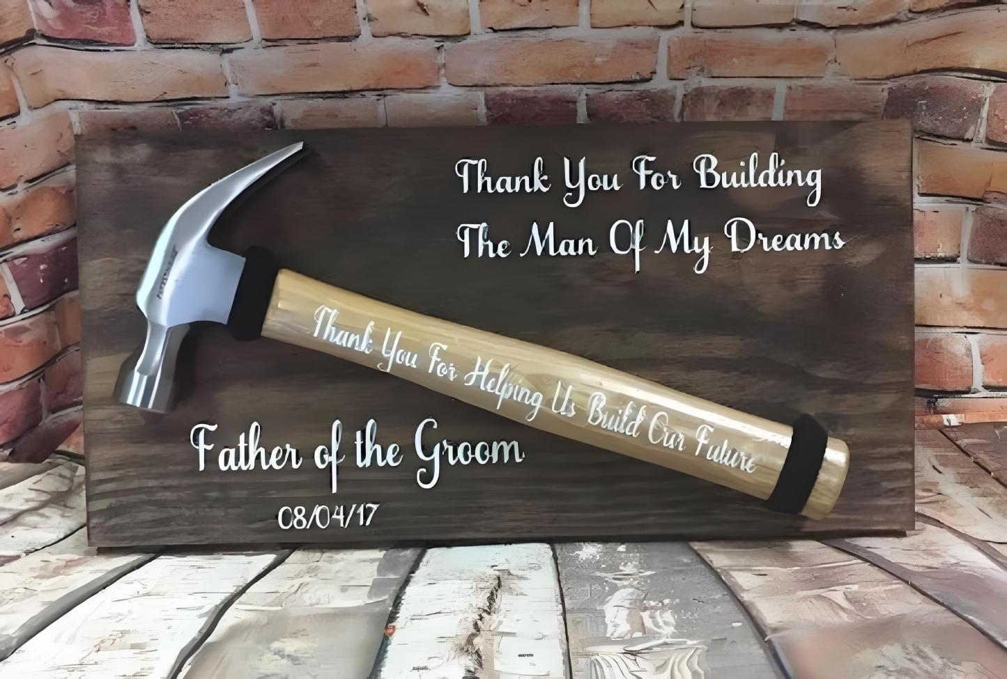Dad Thanks For Helping Me Build My Life Wall Decor Sign And Hammer-Father's Day Gift