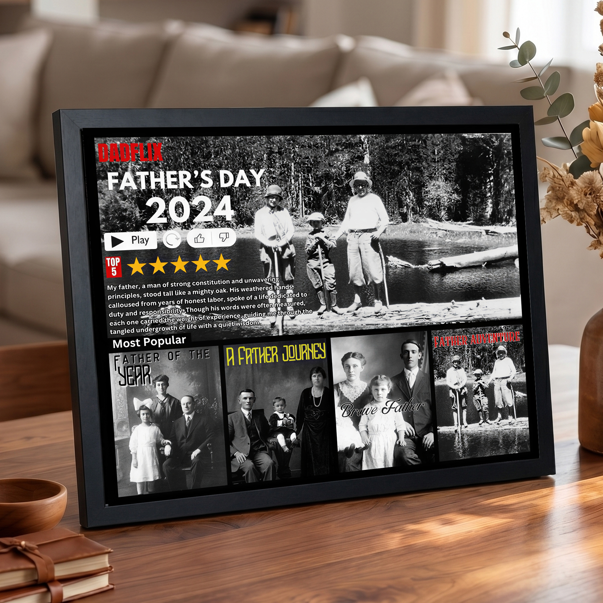 Customized Dadflix Movie Photo Collage, For Father's Day Gifts
