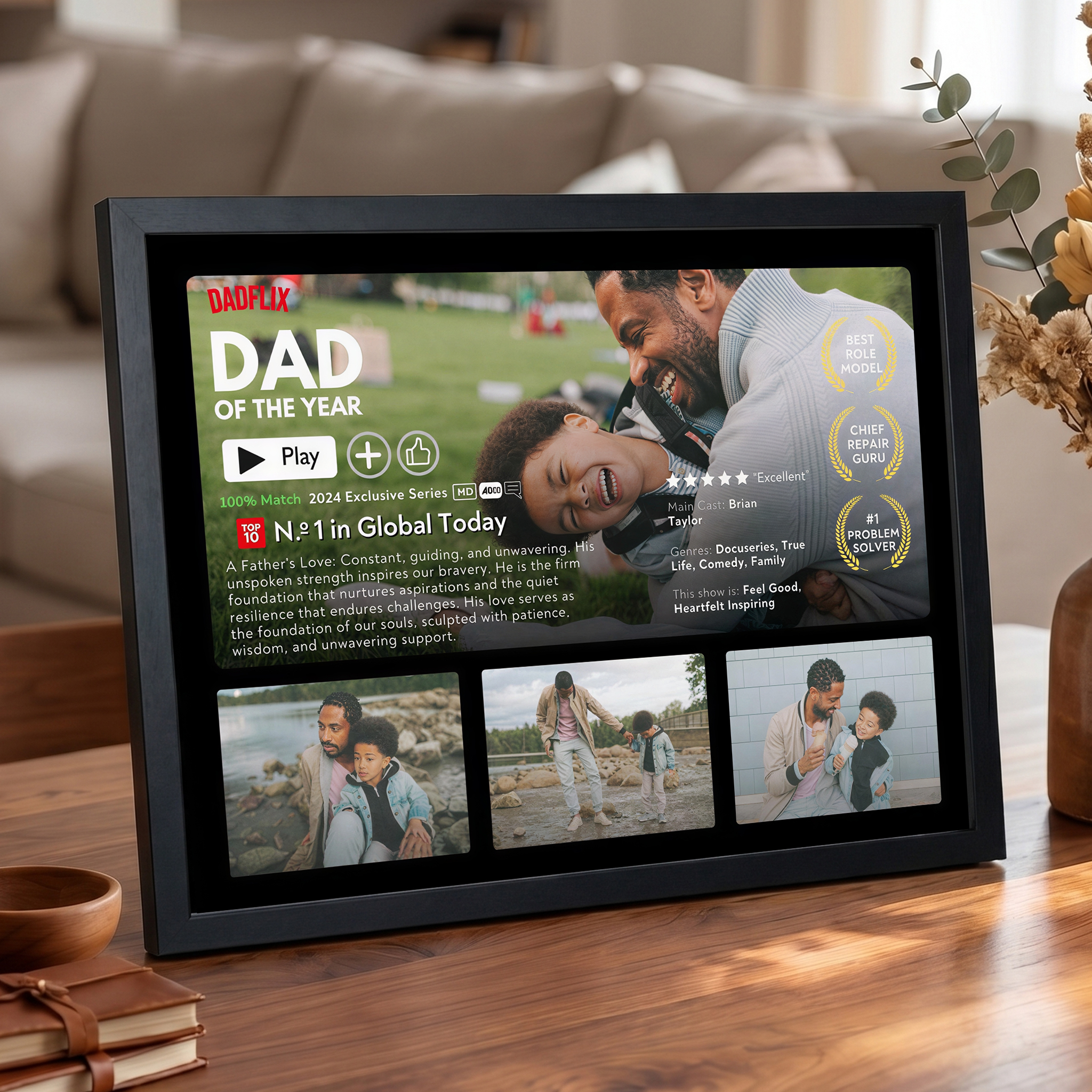Personalized Dadflix Photo Movie Frames, Father's Day Gifts For Dads