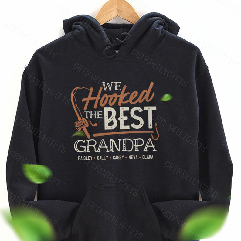 Personalized Grandpa/Dad Fishing Hoodie Sweatshirts, Father's Day Gift