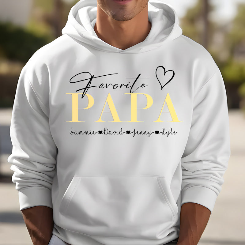"Favorite PAPA" Personalized with Children's Names T-Shirt Gift, Cool Dad Sweatshirt