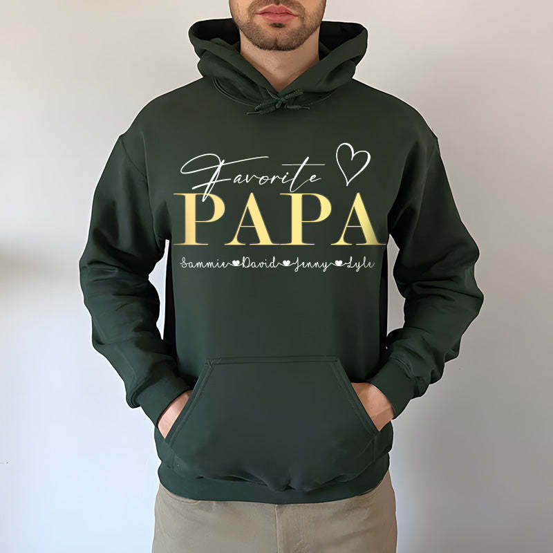 "Favorite PAPA" Personalized with Children's Names T-Shirt Gift, Cool Dad Sweatshirt