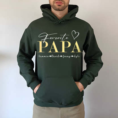 "Favorite PAPA" Personalized with Children's Names T-Shirt Gift, Cool Dad Sweatshirt