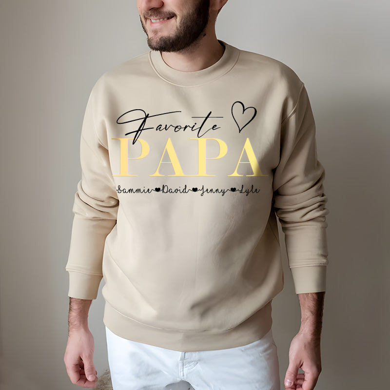 "Favorite PAPA" Personalized with Children's Names T-Shirt Gift, Cool Dad Sweatshirt