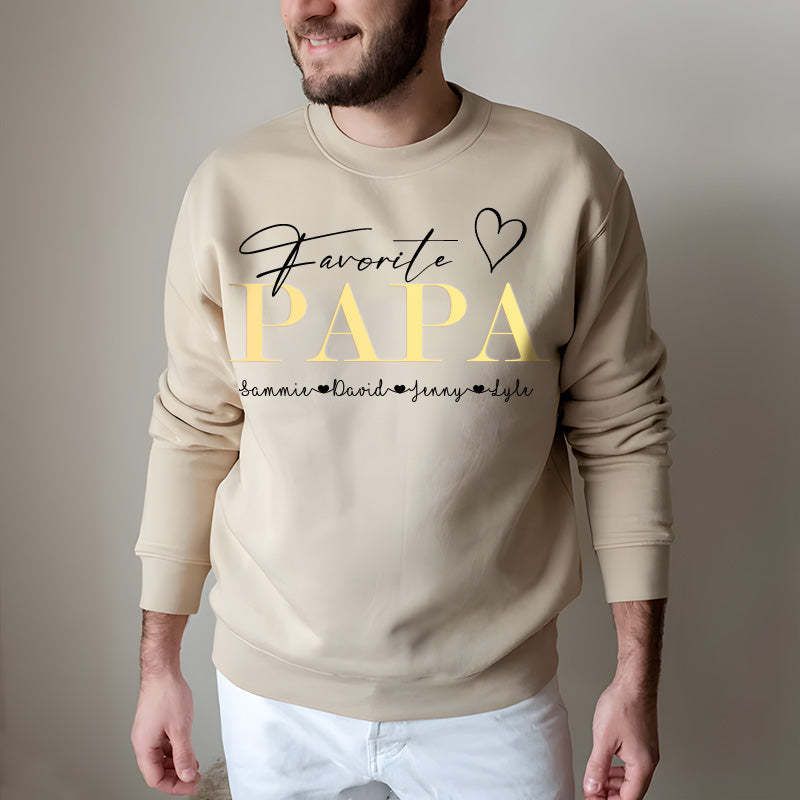 "Favorite PAPA" Personalized with Children's Names T-Shirt Gift, Cool Dad Sweatshirt