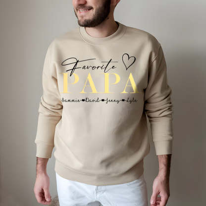 "Favorite PAPA" Personalized with Children's Names T-Shirt Gift, Cool Dad Sweatshirt