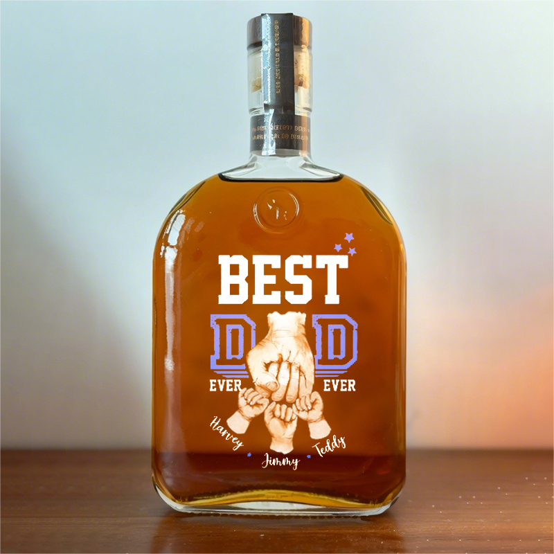 Customized Best Dad Ever Whiskey Glass With Fist And Child's Name Printed On It For Dad