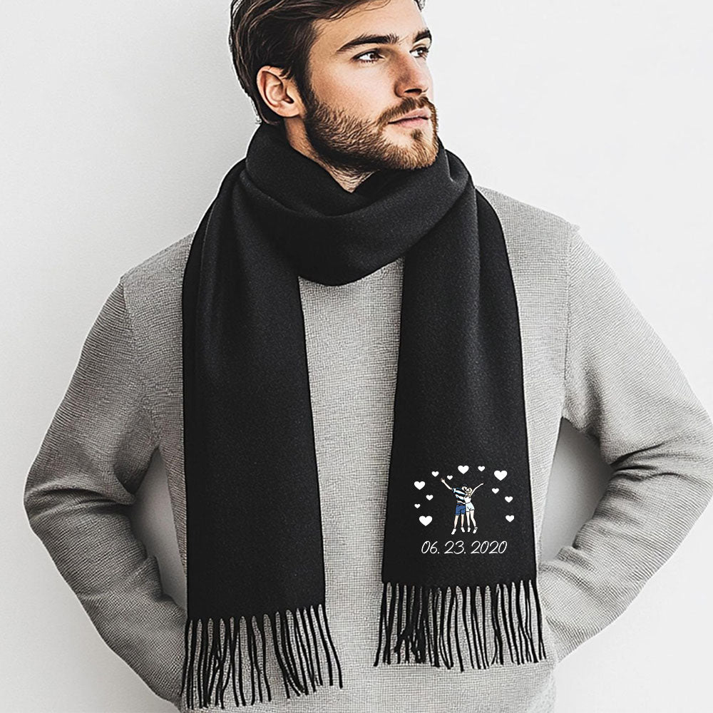 ⭐️Personalized Photo Embroidered Couple Scarf