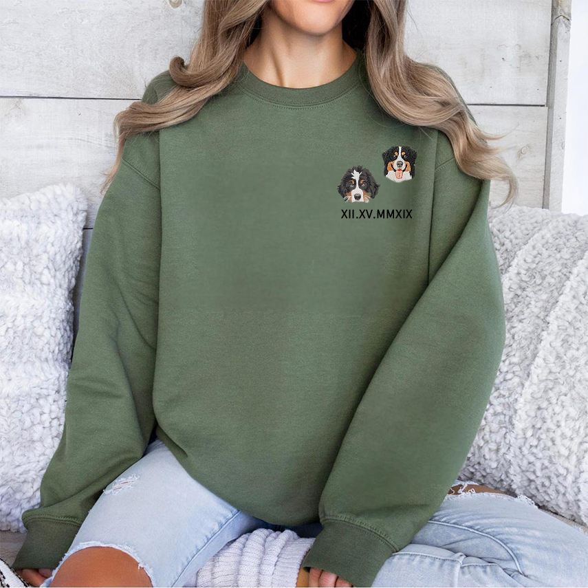 Personalized Embroidered Pet Roman Numeral Sweatshirt
