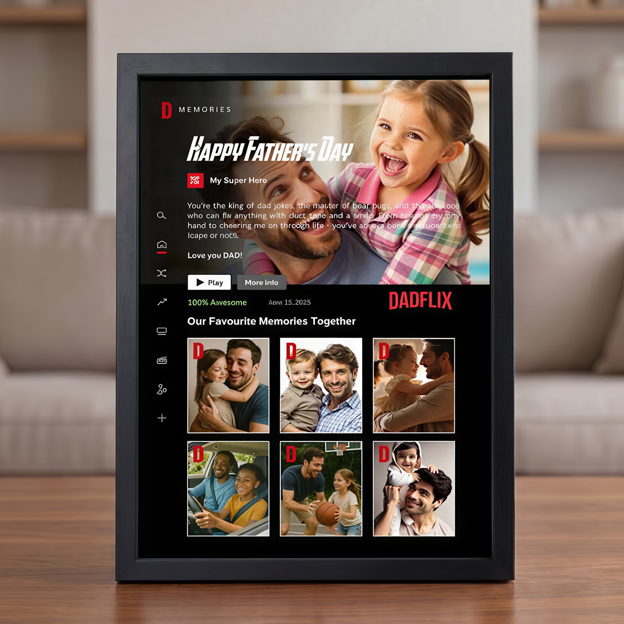 Father's Day Photo Frames - Editable DadFlix Movie Photo Frames, Father's Day Gifts
