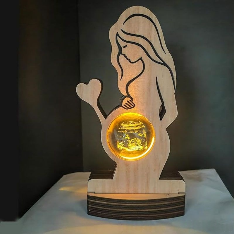 Customized Baby B-Ultrasound Photo 3d Crystal Ball Light Photo Frame Sign, Expecting Mom Gift For Pregnant Friend