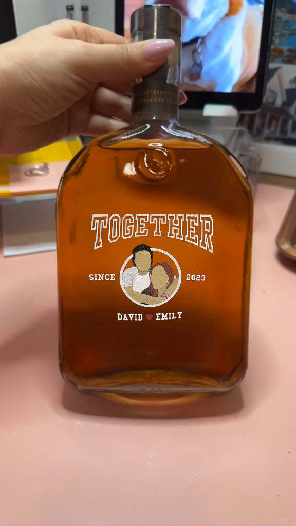 Custom Couple Portrait Engrave Whiskey Bottle Gifts