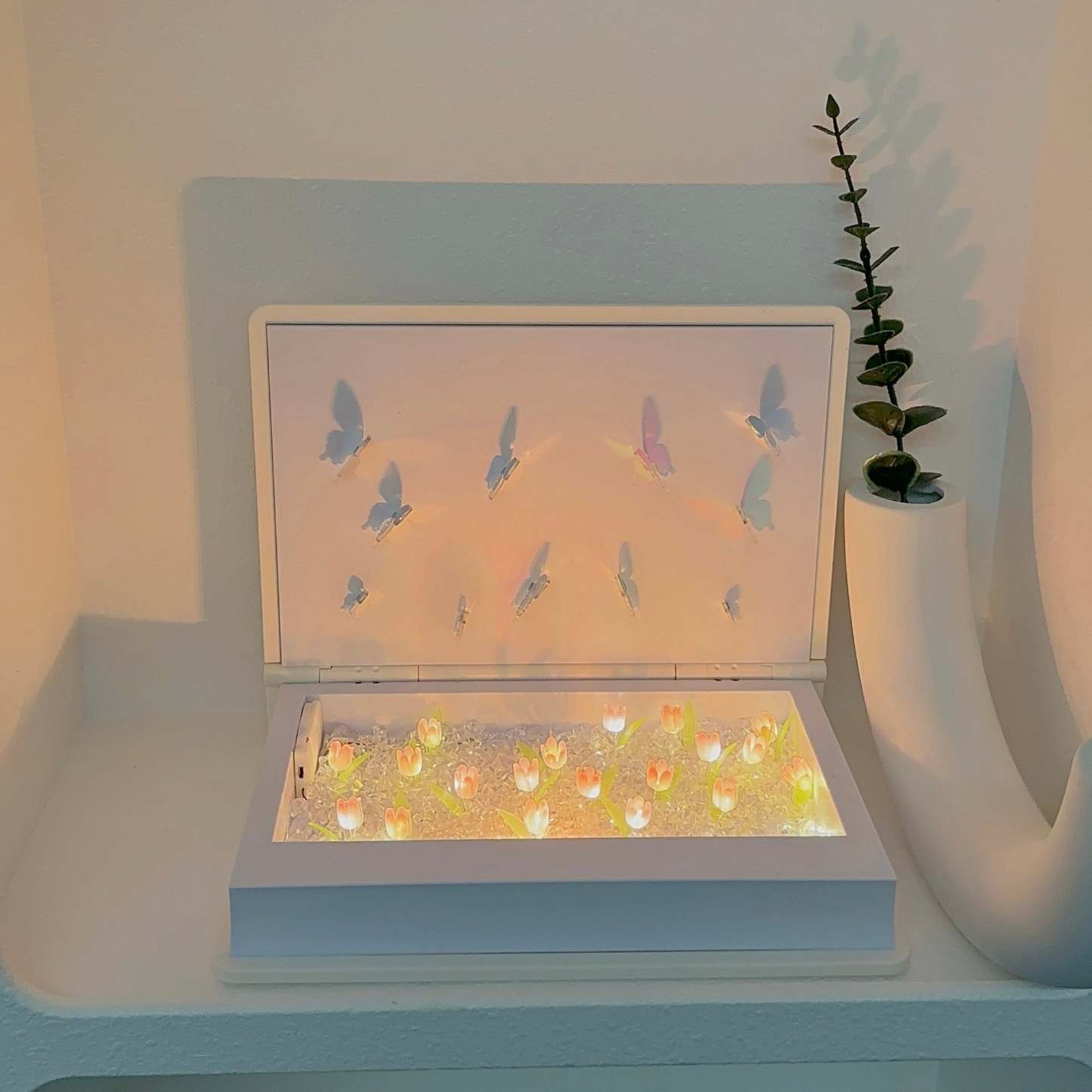 Creative Dynamic Butterfly and Tulip DIY Handmade Night Light | Unique