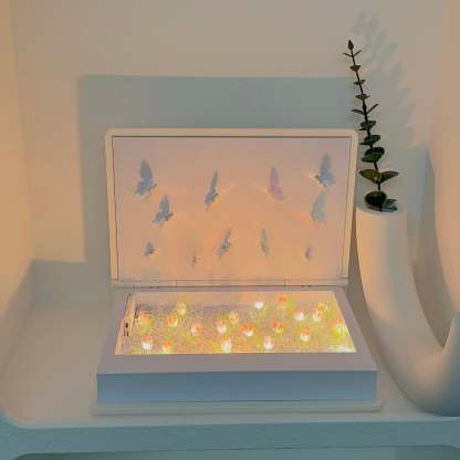 Creative Dynamic Butterfly and Tulip DIY Handmade Night Light | Unique