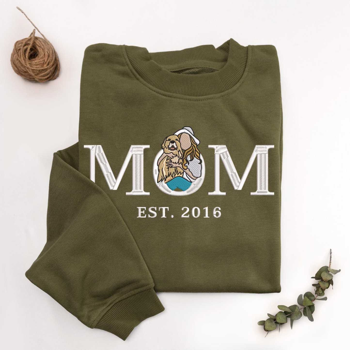 Customised Mom/Mum Embroidered Sweatshirt Personalised Mama Portrait Mother's Day