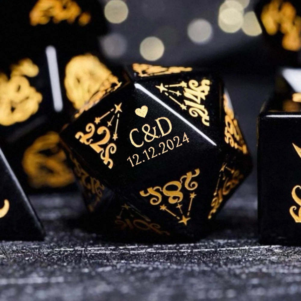 Custom Anniversary D20 Dice, Personalized Gift