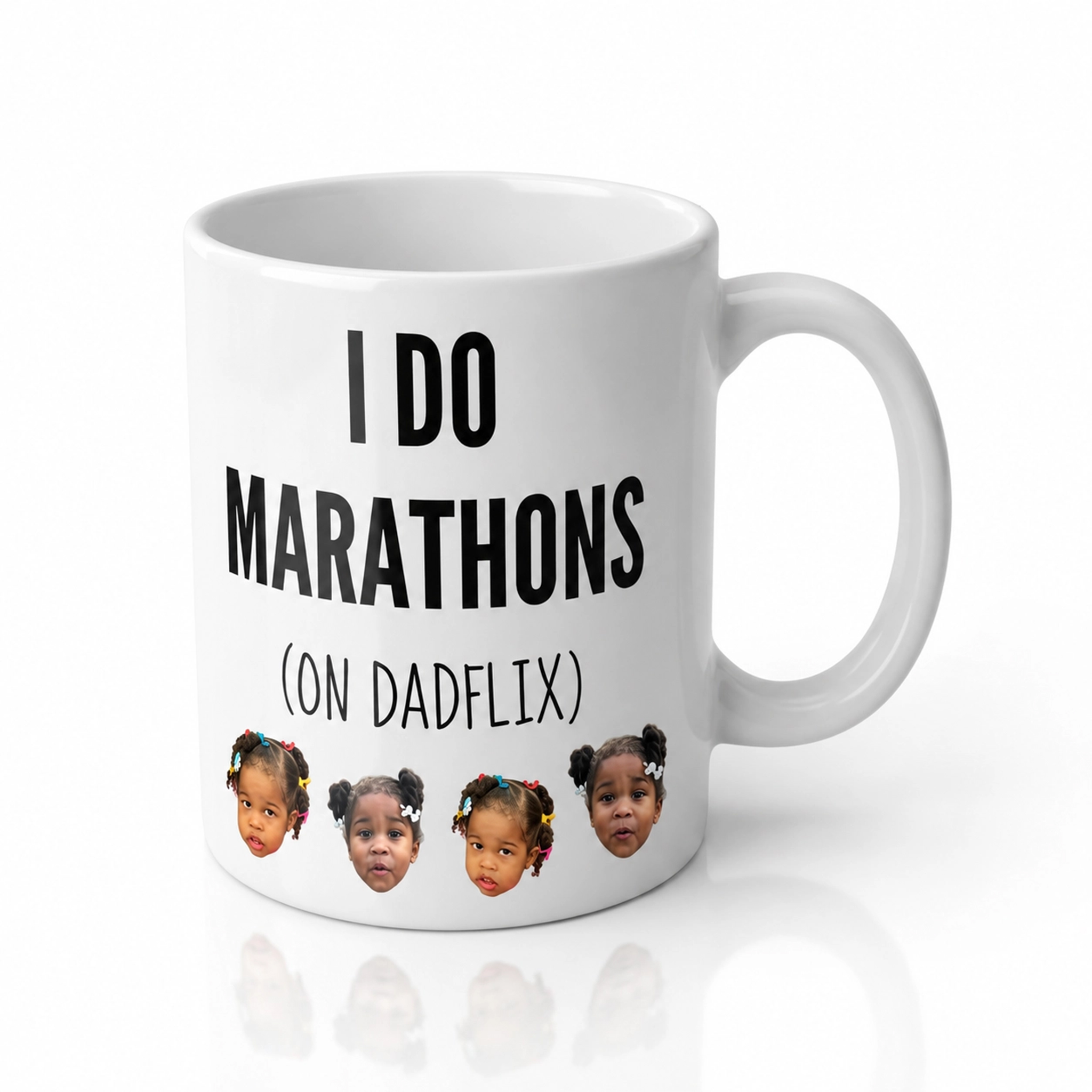 Dadflix Marathon Mug with Custom Kid Photos - Funny Father's Day Gift for Dad