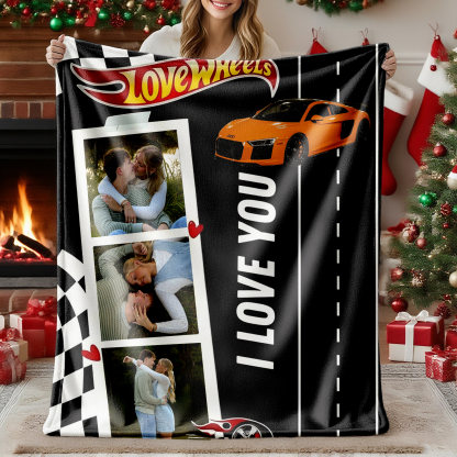Custom Love Wheels Car Photo Blanket Couple Photo Blanket