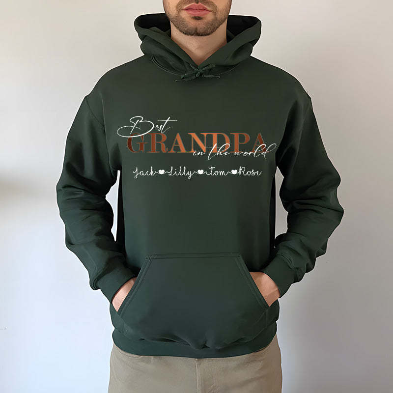 "Best Grandpa in the World" Personalized with Children's Names T-Shirt Gift, Cool Dad Sweatshirt