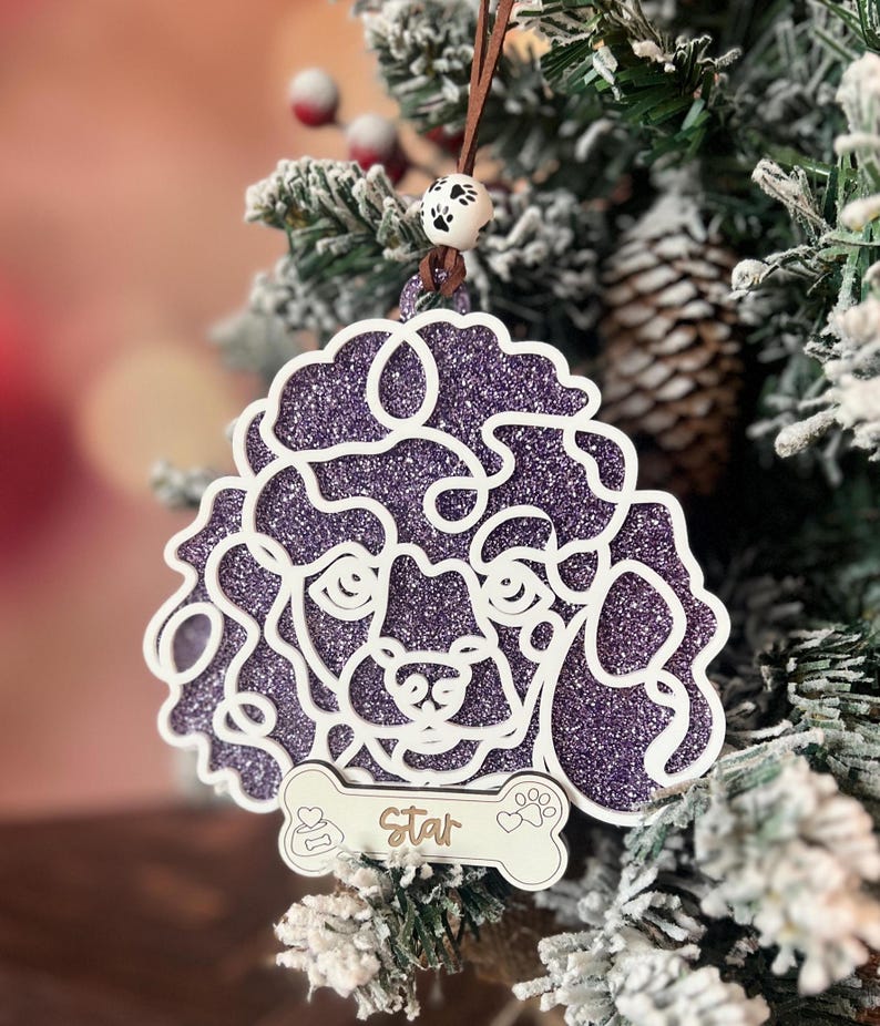 Personalized Line Drawing Pet Portrait Christmas Ornament