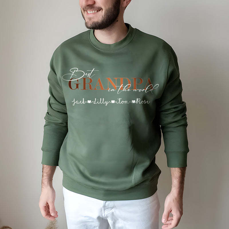 "Best Grandpa in the World" Personalized with Children's Names T-Shirt Gift, Cool Dad Sweatshirt